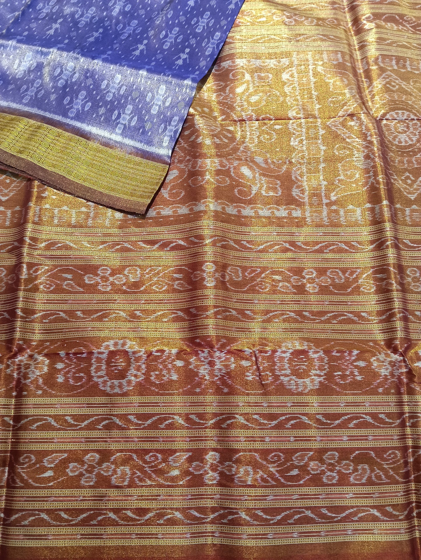 Blue earth sambalpuri silk tissue patta saree - Tilottama