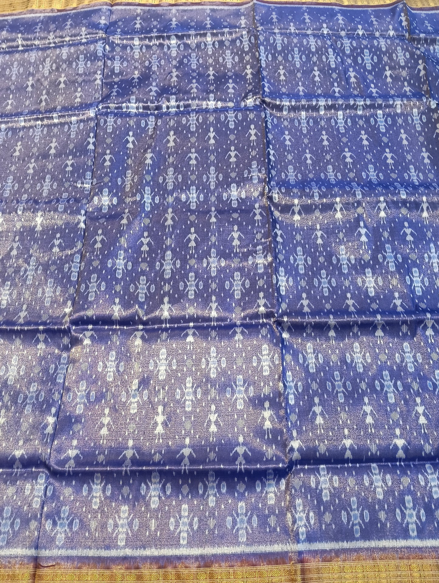 Blue earth sambalpuri silk tissue patta saree - Tilottama