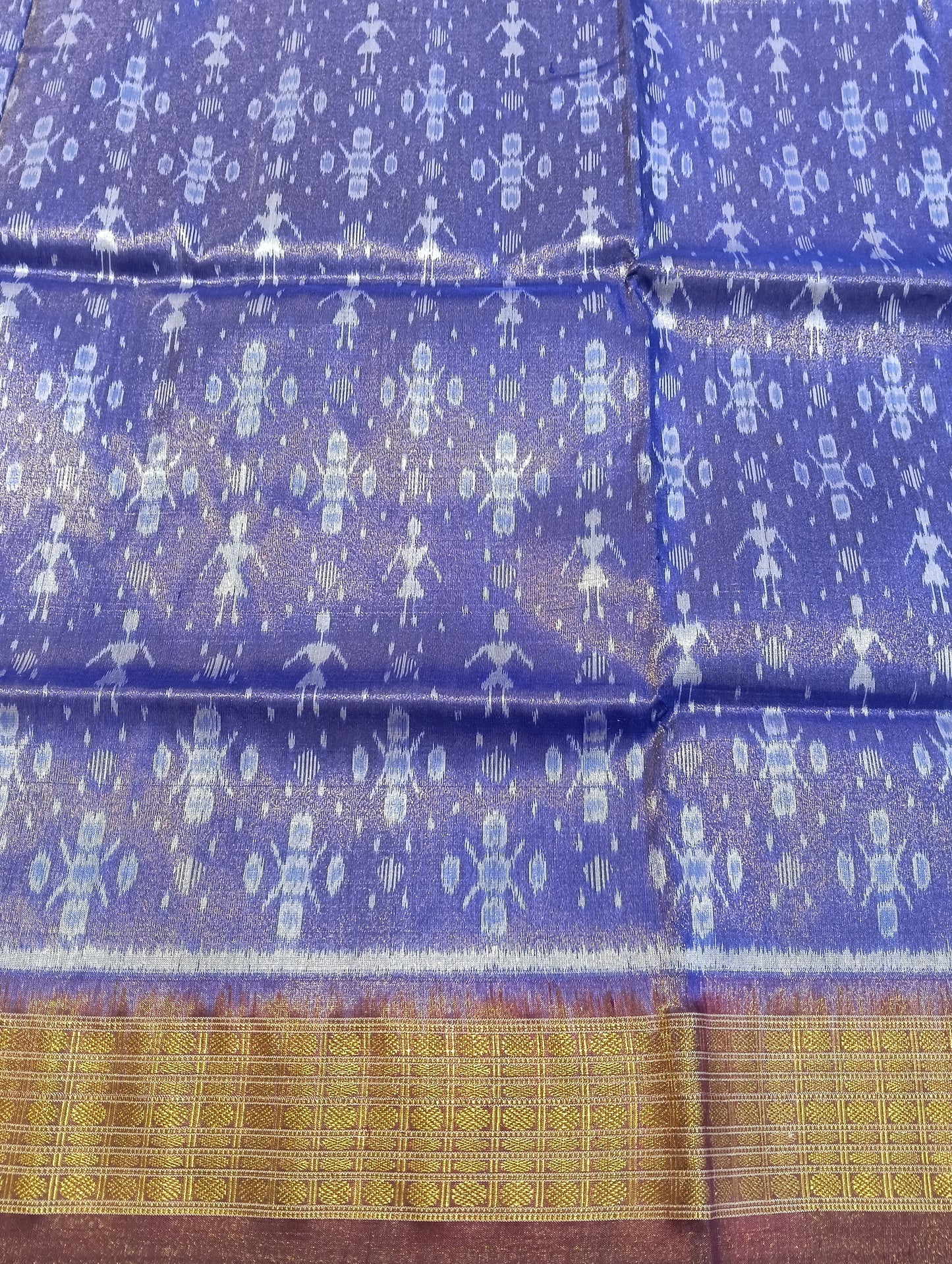 Blue earth sambalpuri silk tissue patta saree - Tilottama