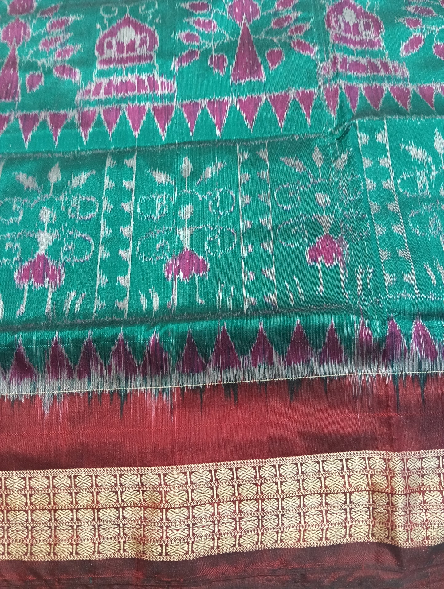 Jade marron sambal silk saree - Tilottama