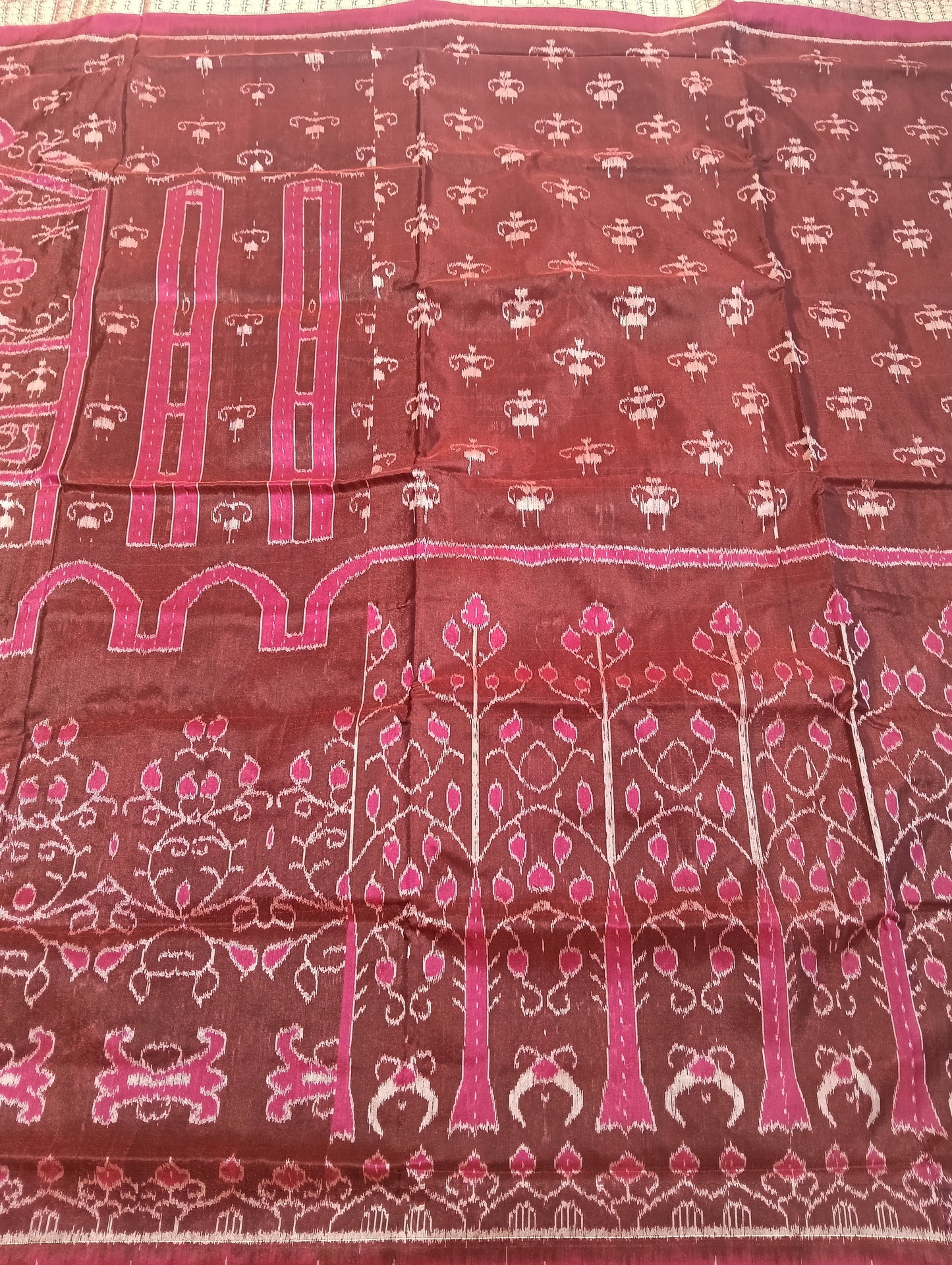 Coffe pink sambalpuri silk saree - Tilottama