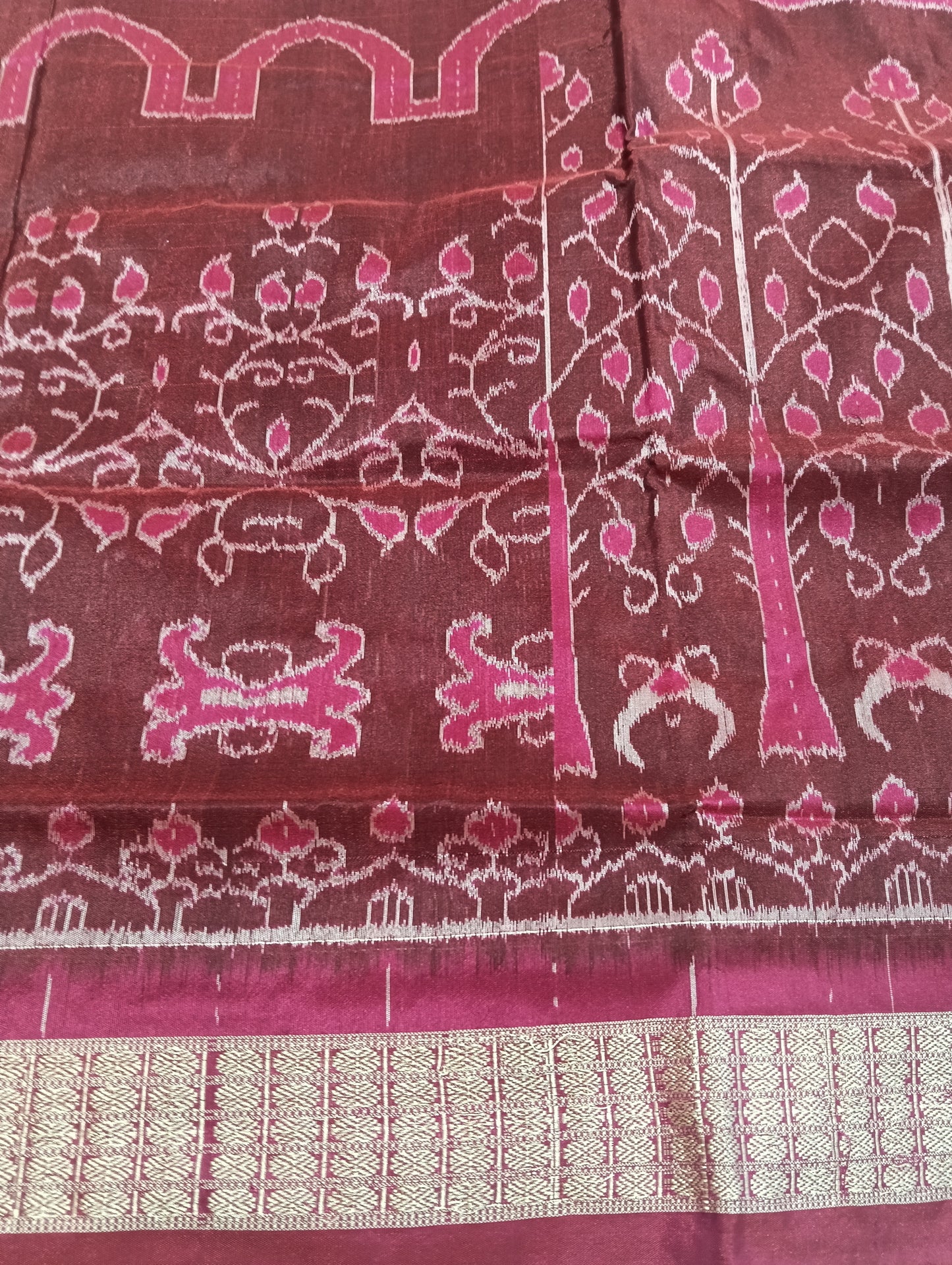 Coffe pink sambalpuri silk saree - Tilottama