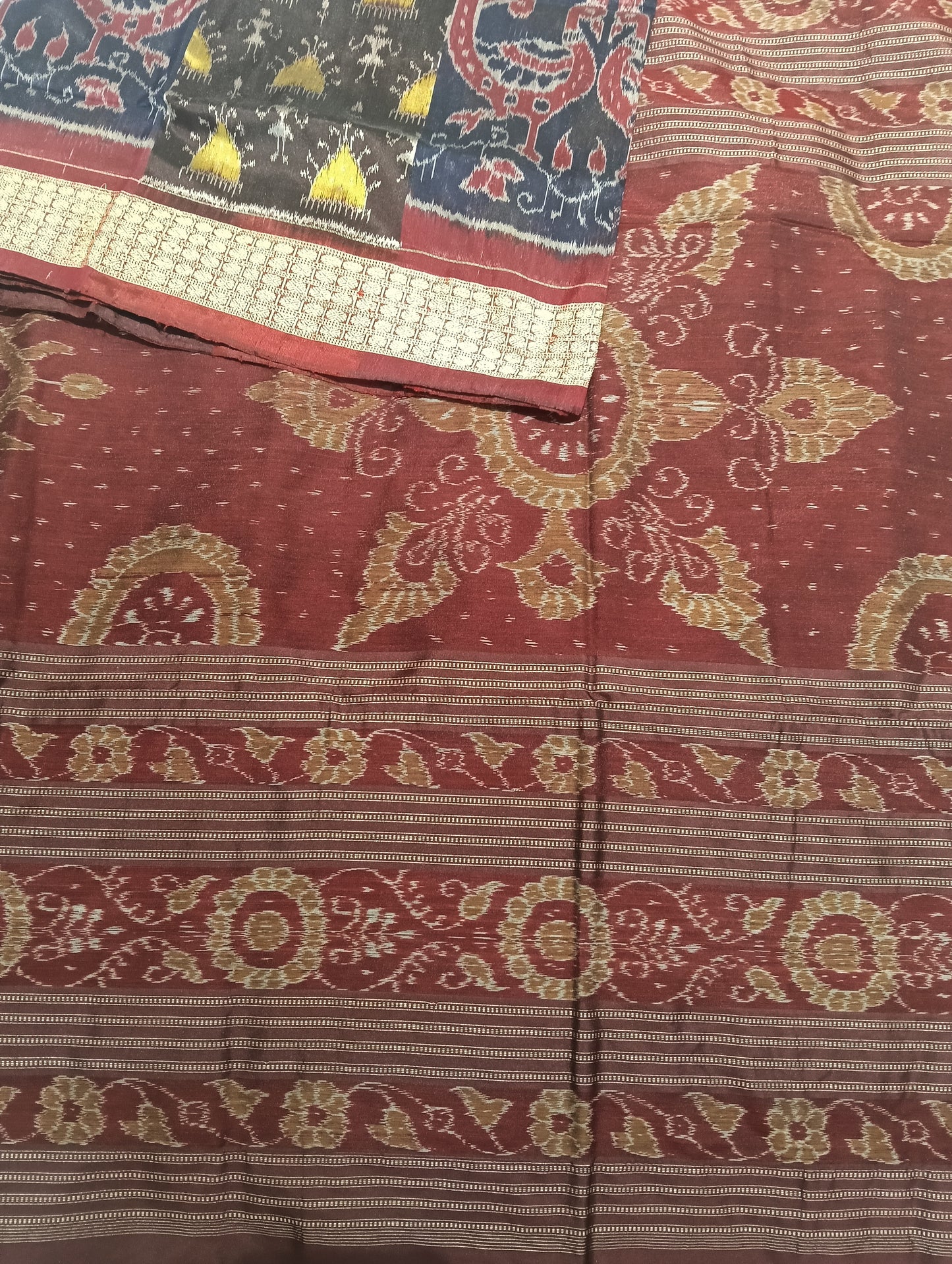 Blue brown Sambalpuri silk saree - Tilottama