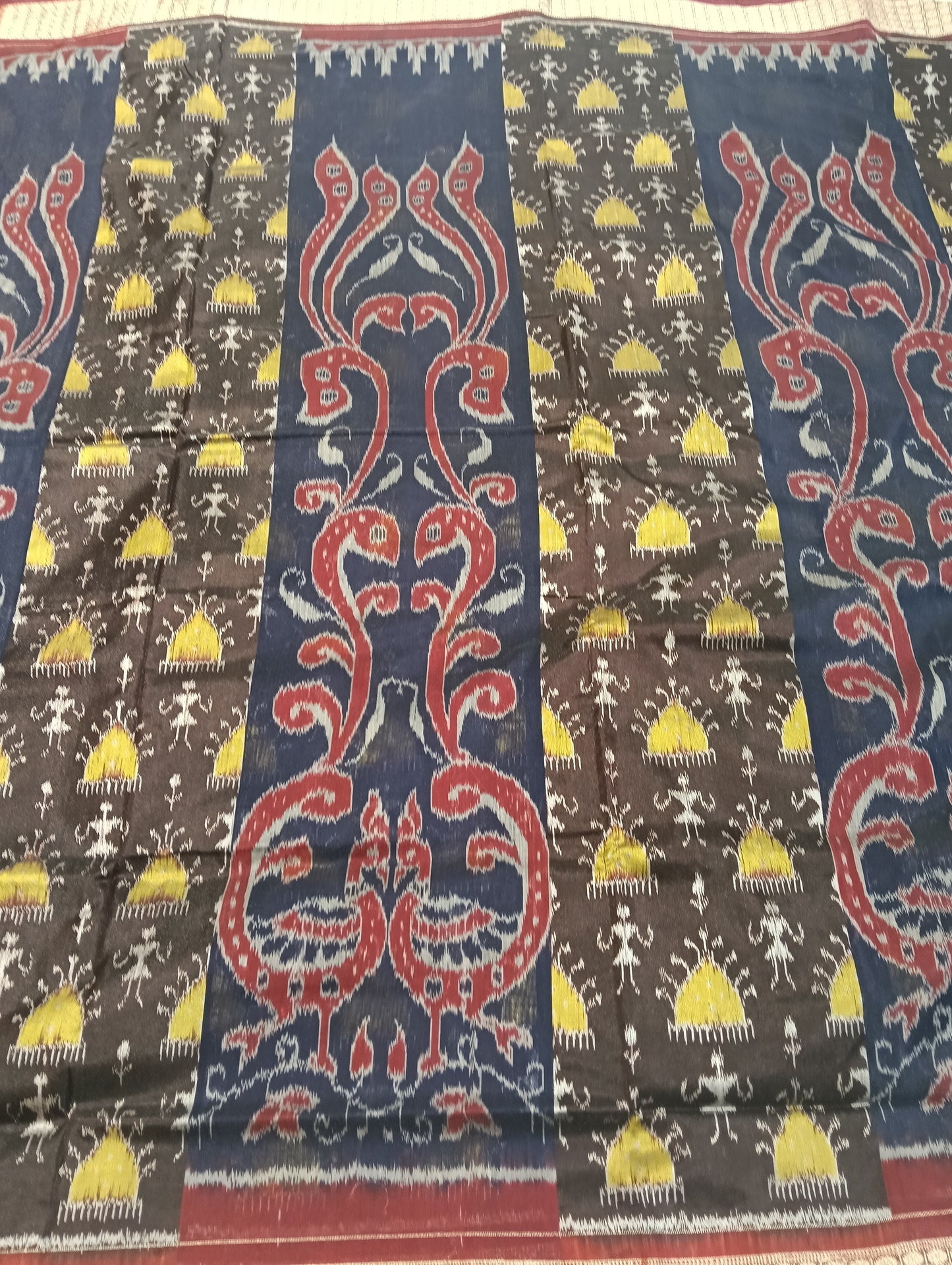 Blue brown Sambalpuri silk saree - Tilottama
