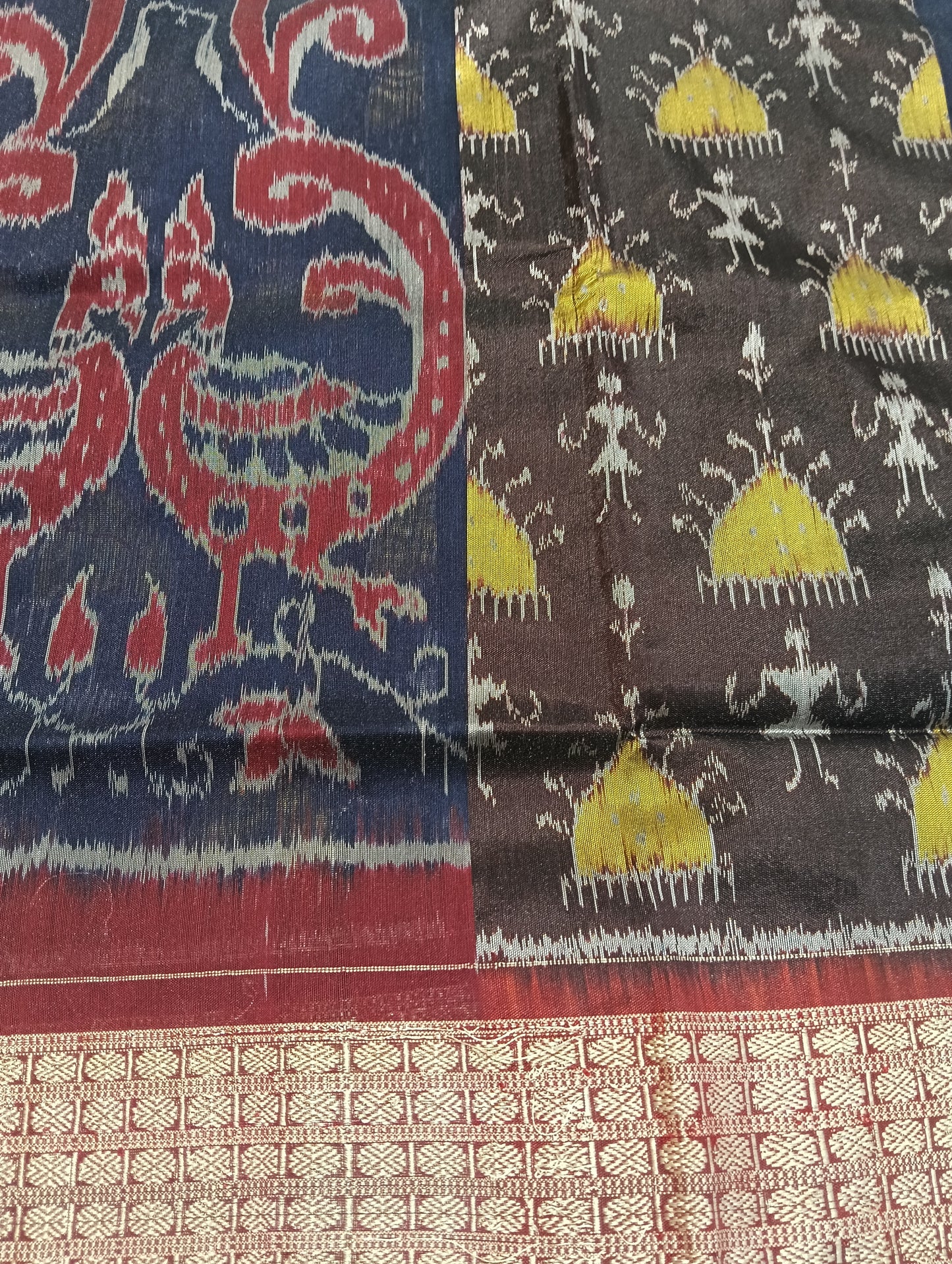 Blue brown Sambalpuri silk saree - Tilottama