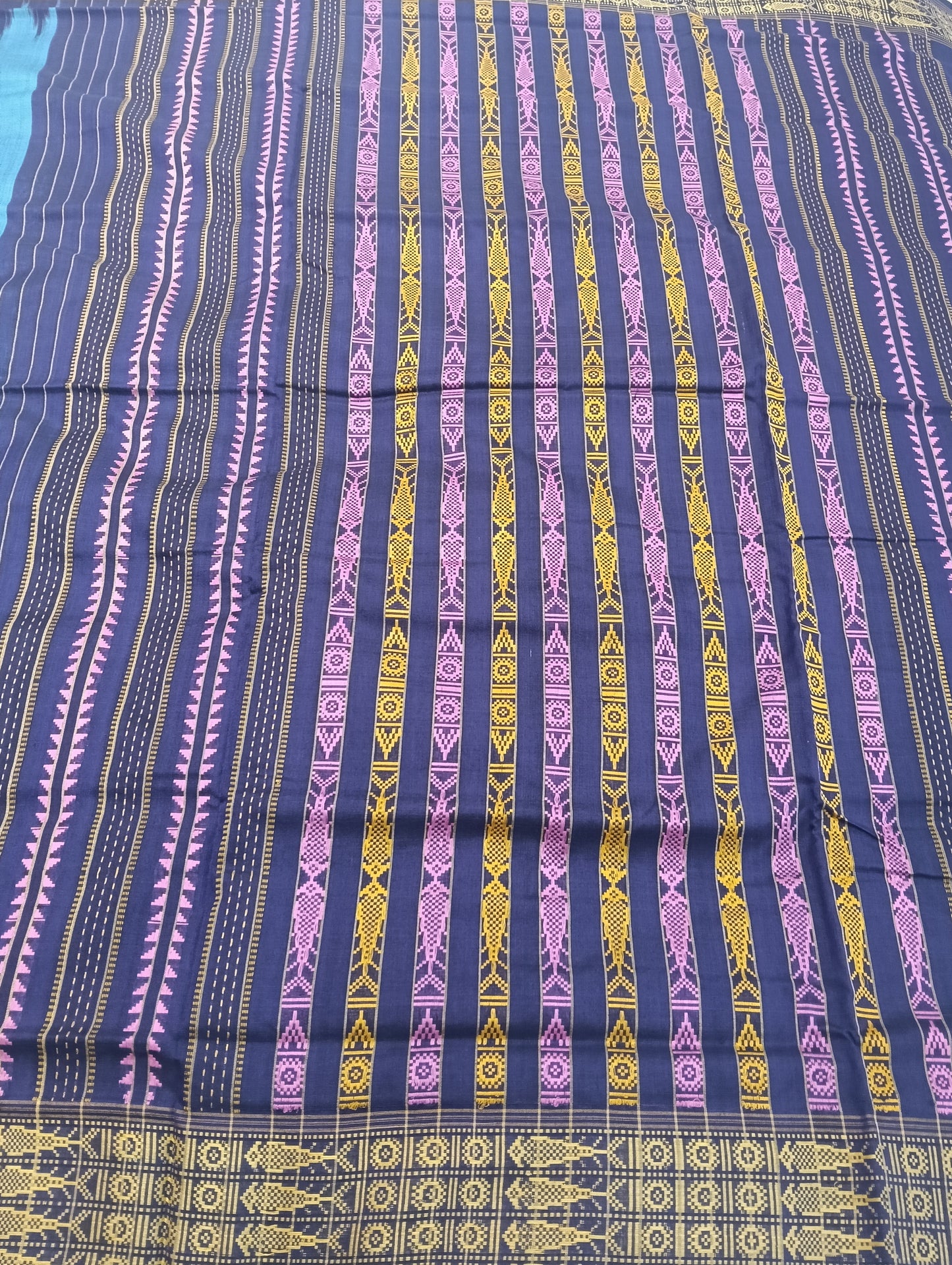 Peacock plum habaspuri cotton saree - Tilottama