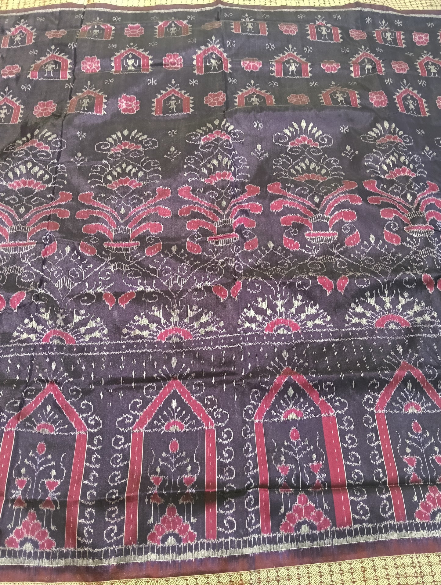 Purple marron sambal silk saree - Tilottama