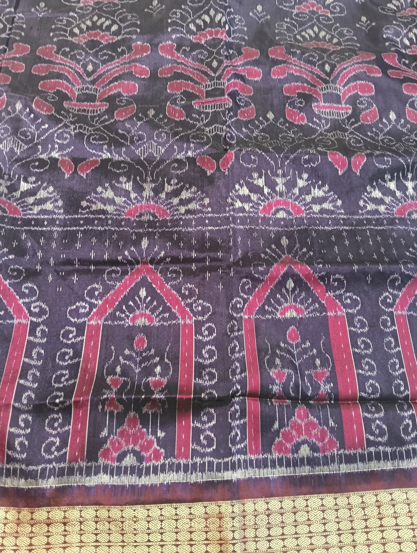 Purple marron sambal silk saree - Tilottama