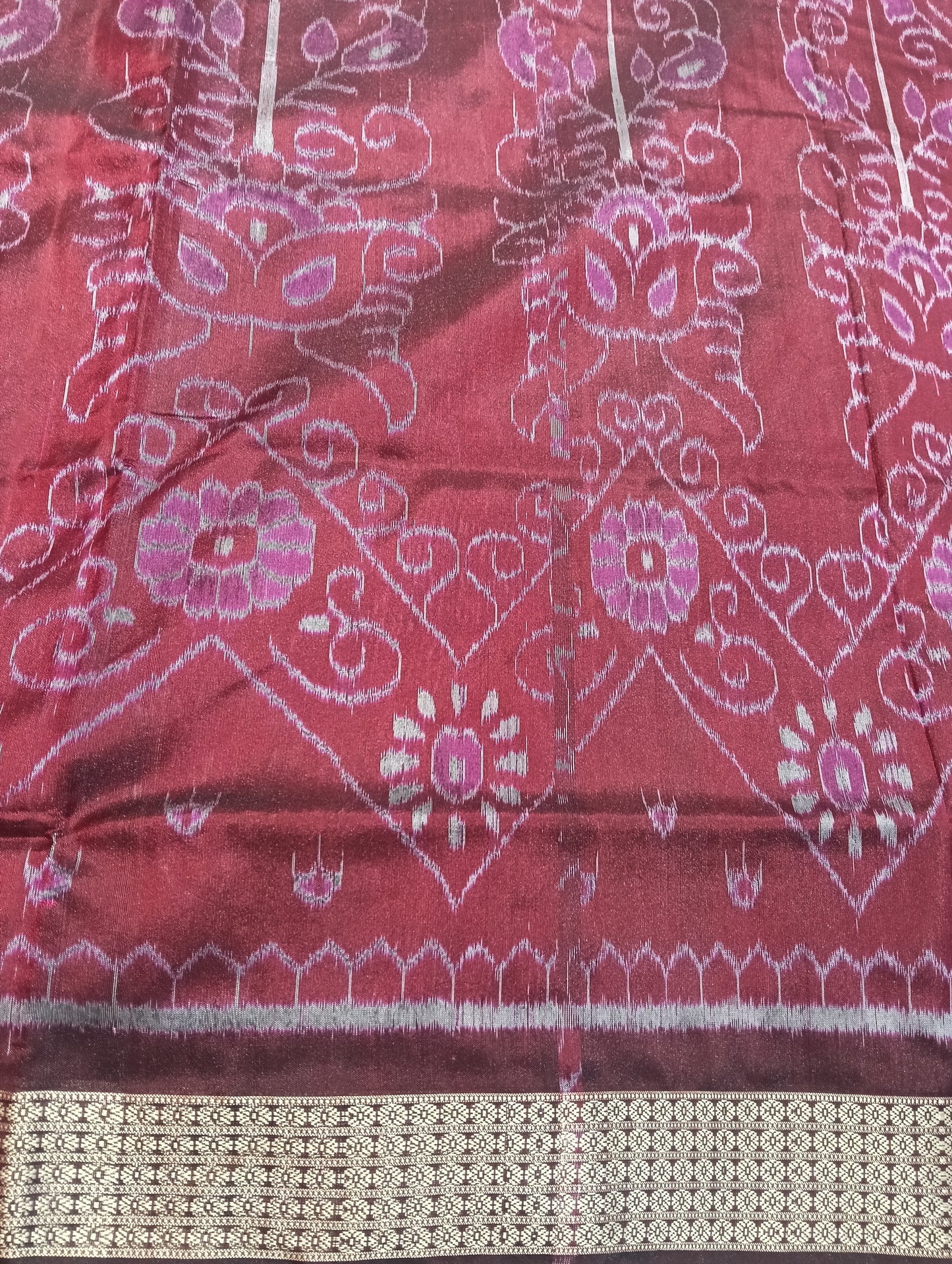 Brick marron sambalpuri silk saree - Tilottama