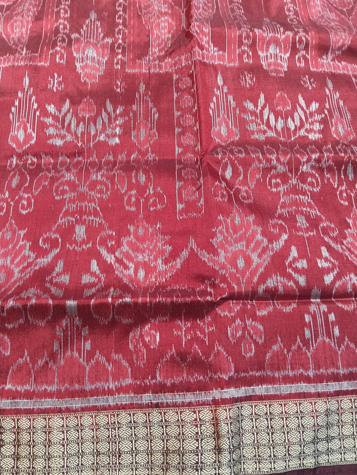 Baked apple marron sambalpuri silk saree - Tilottama