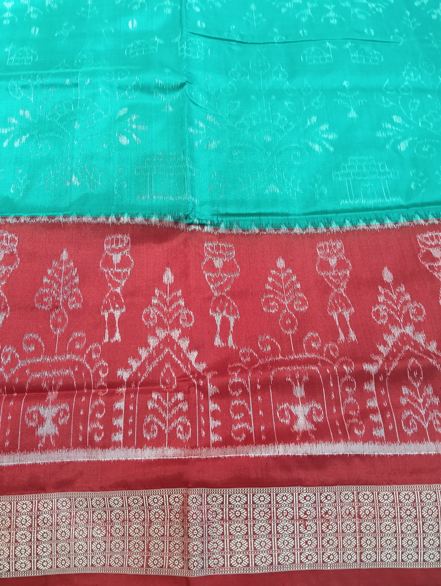Sky red sambalpuri silk saree - Tilottama