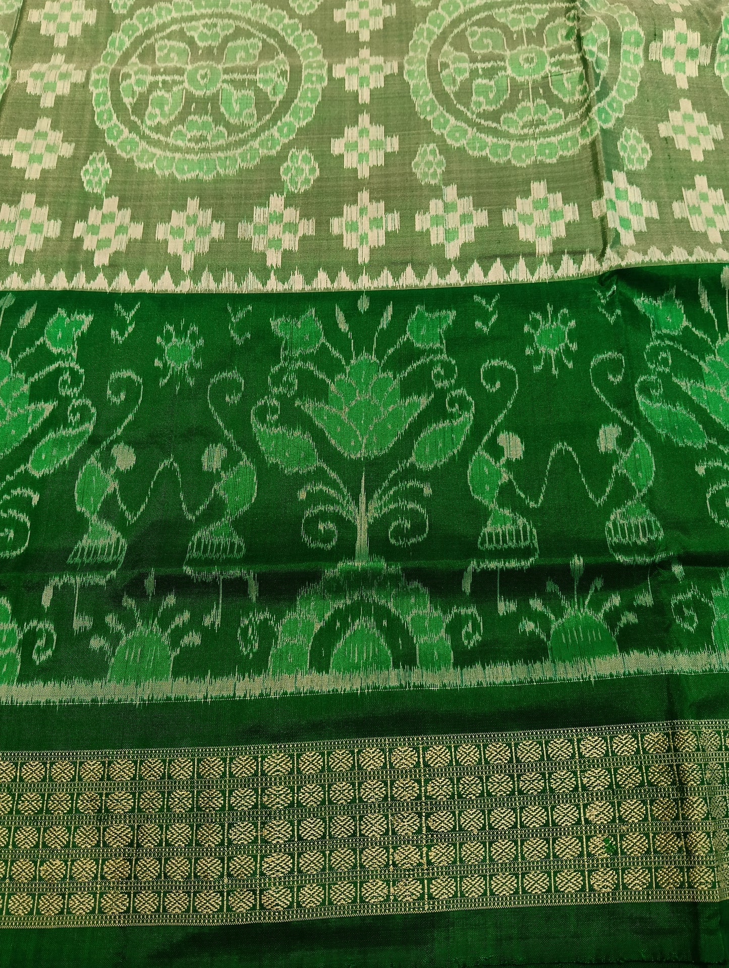 Stone green sambalpuri silk saree - Tilottama