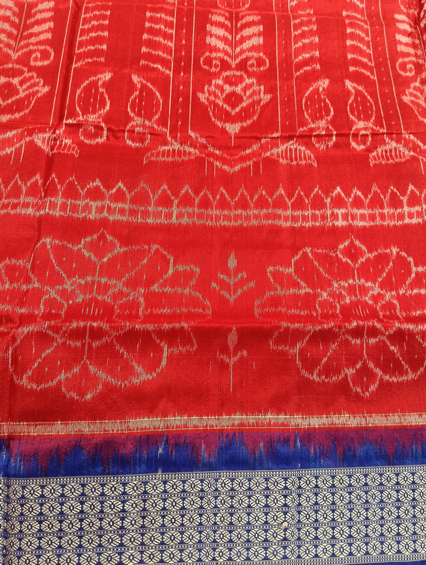 Red blue sambalpuri silk saree - Tilottama