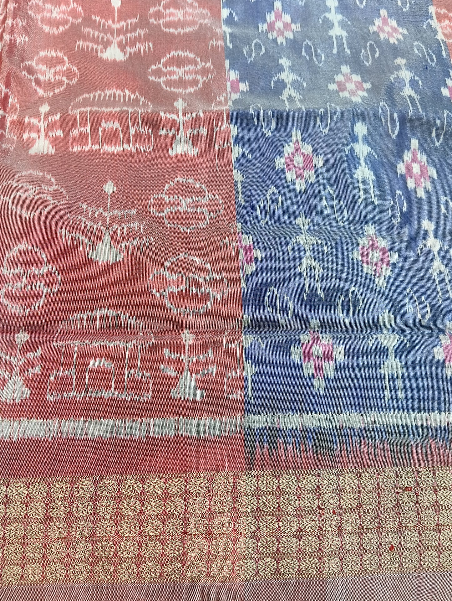 Dark onion blue azure Sambalpuri silk saree (2497) - Tilottama