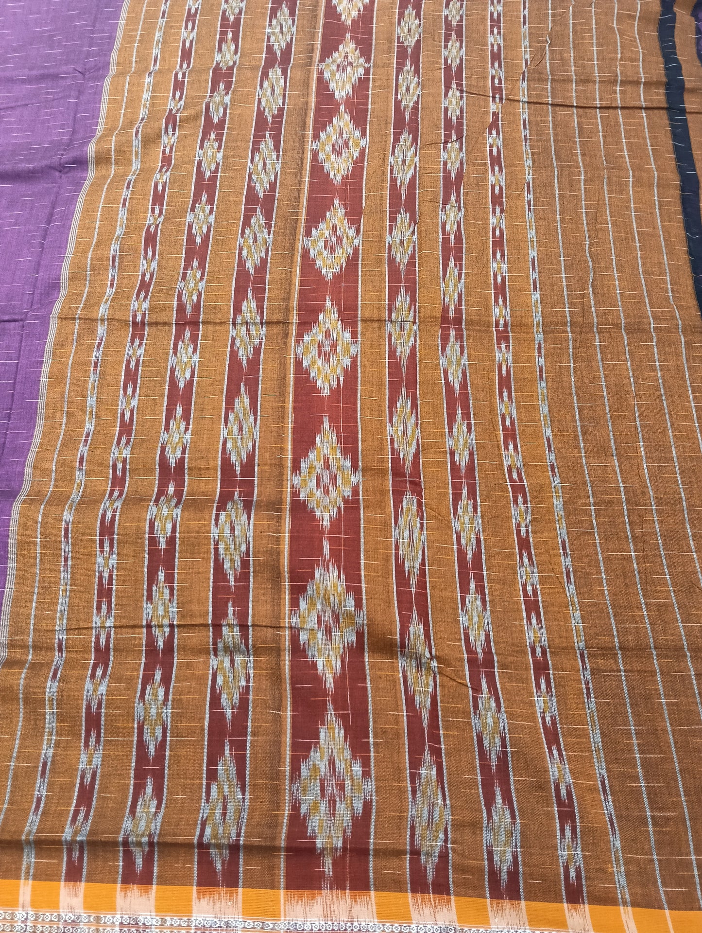 Hot falsa orange cotton sambalpuri saree (2055) - Tilottama