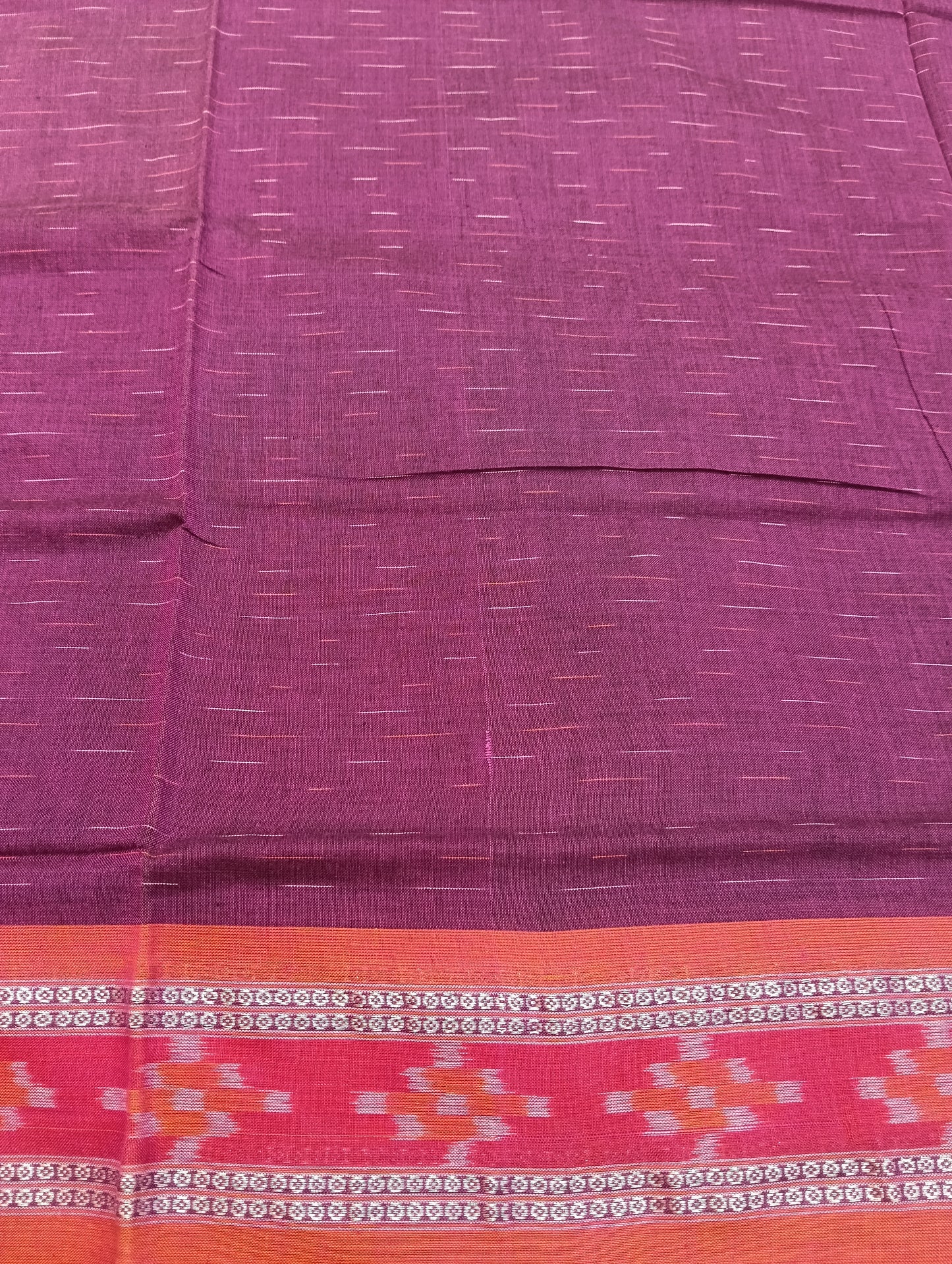 Hot falsa orange cotton sambalpuri saree (2055) - Tilottama