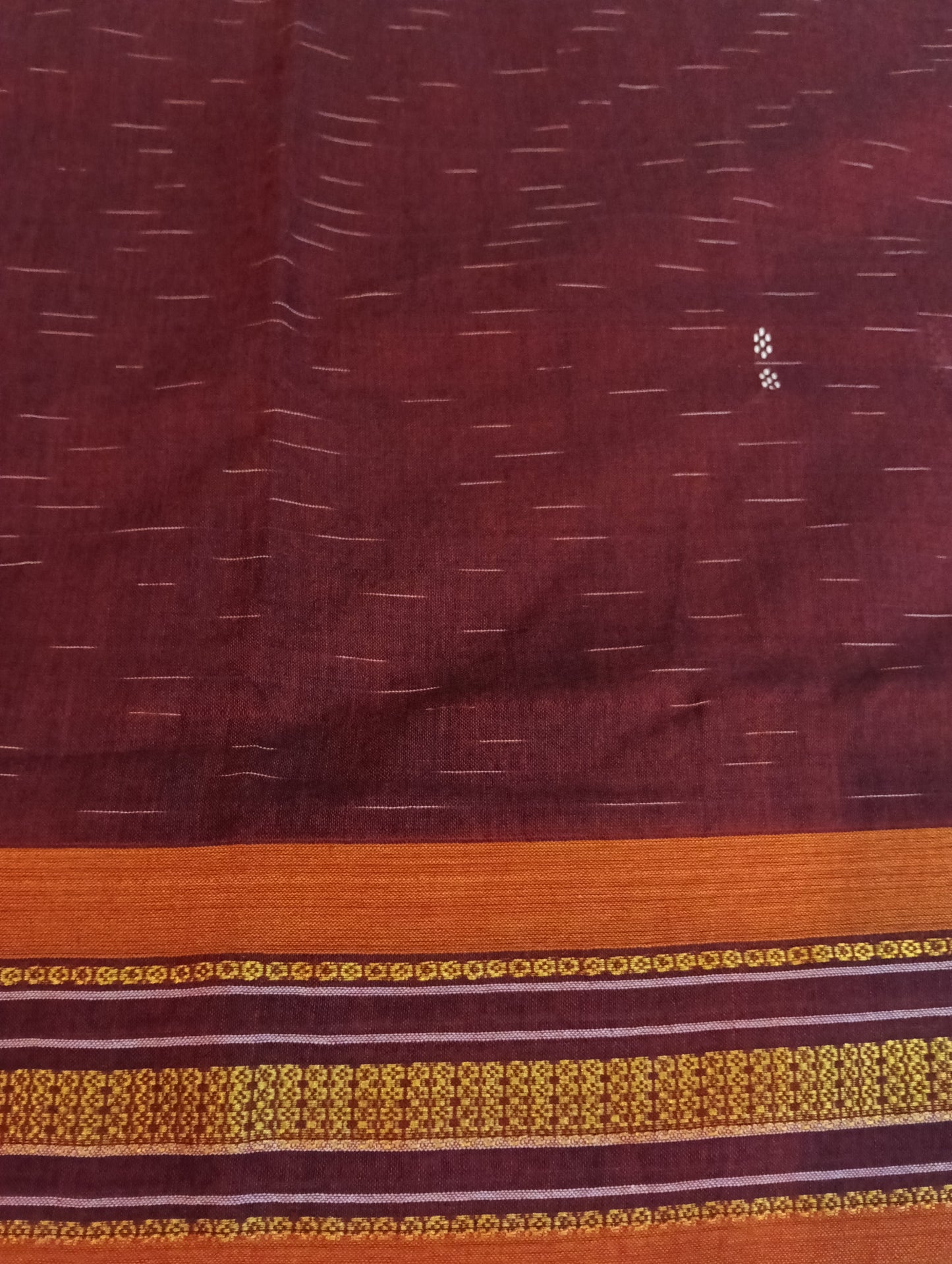Marron orange cotton sambalpuri saree - Tilottama
