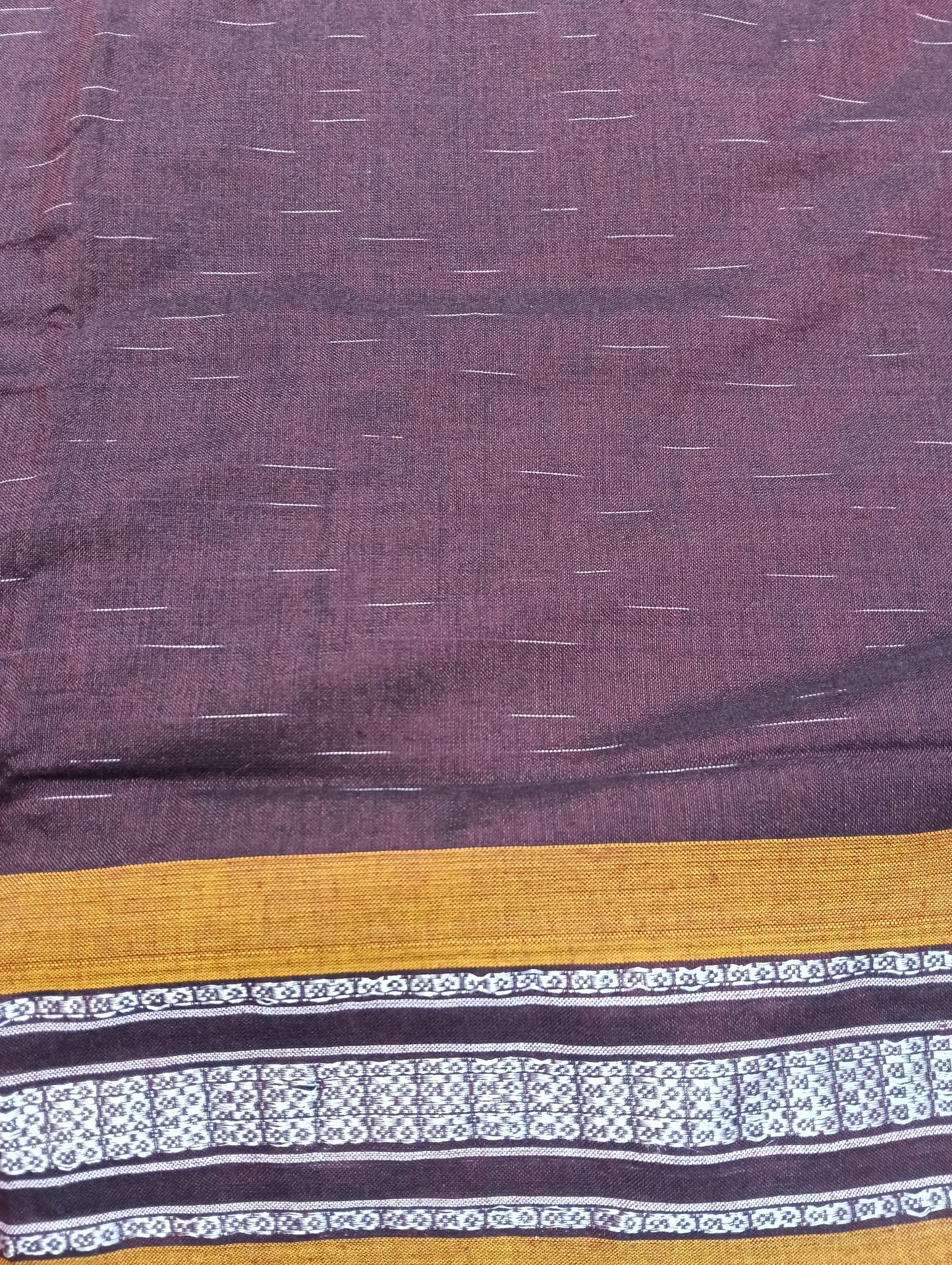 Coffe orange cotton sambalpuri saree - Tilottama