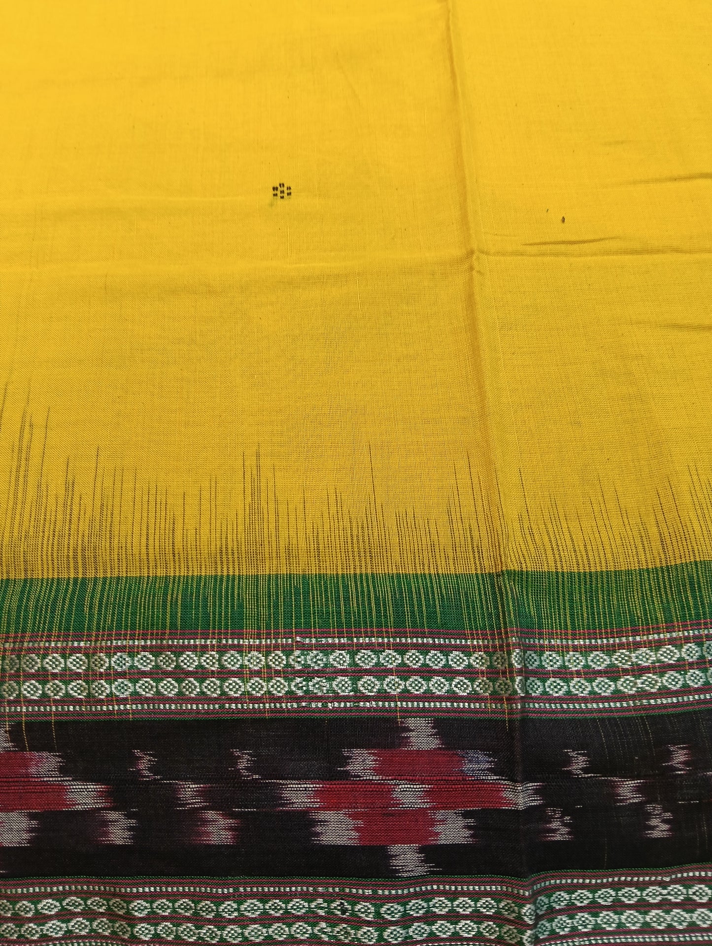 Yellow green cotton sambalpuri saree - Tilottama