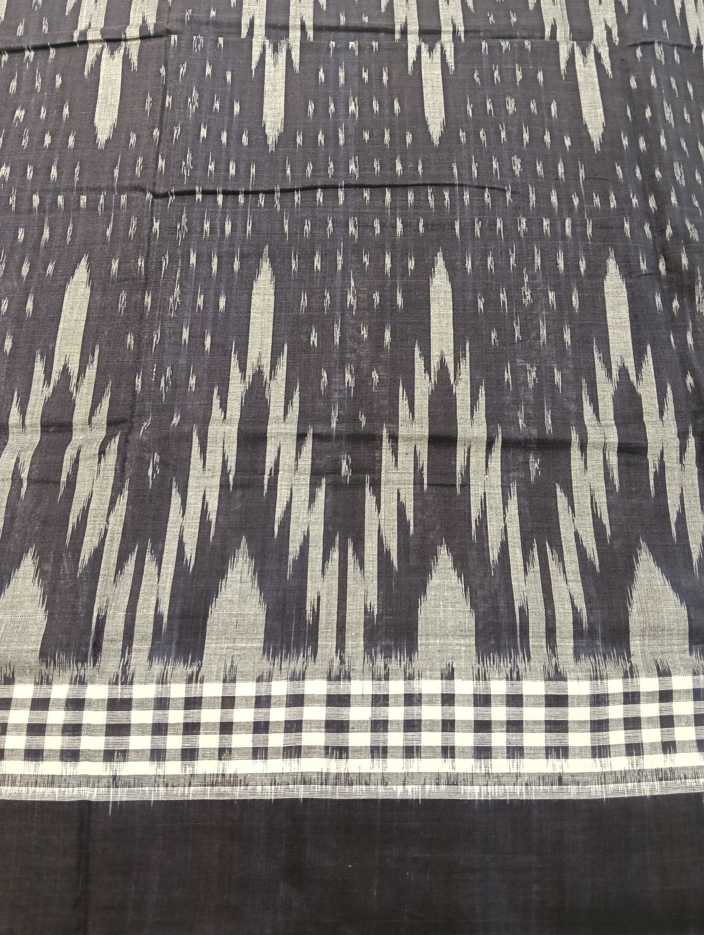 Blue white cotton sambalpuri plain border saree ( 3076) - Tilottama