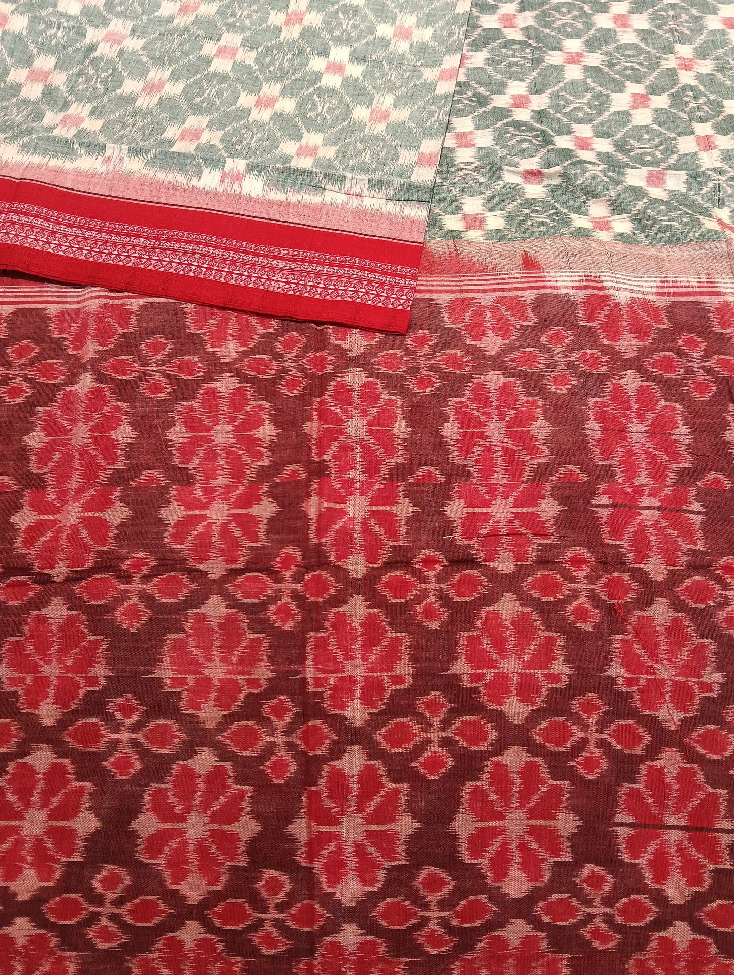 Stone red cotton sambalpuri saree (4064) - Tilottama