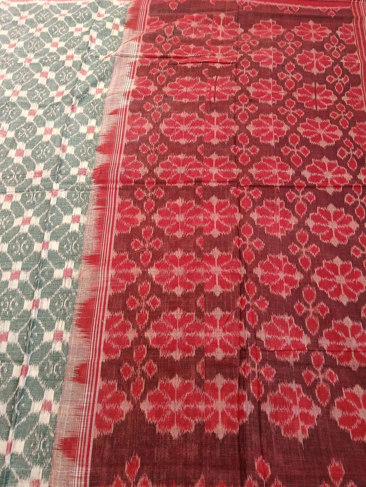 Stone red cotton sambalpuri saree (4064) - Tilottama
