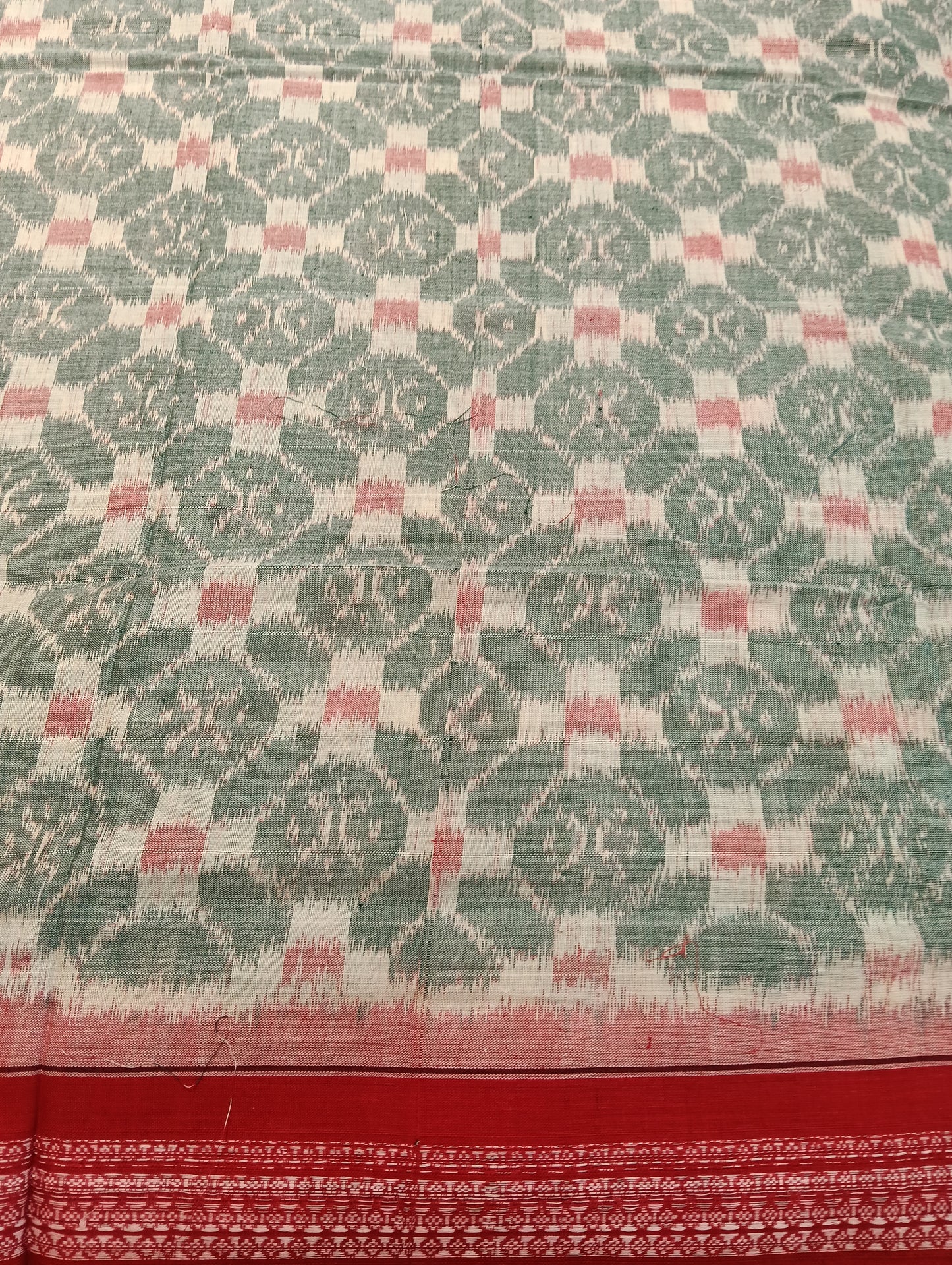 Stone red cotton sambalpuri saree (4064) - Tilottama