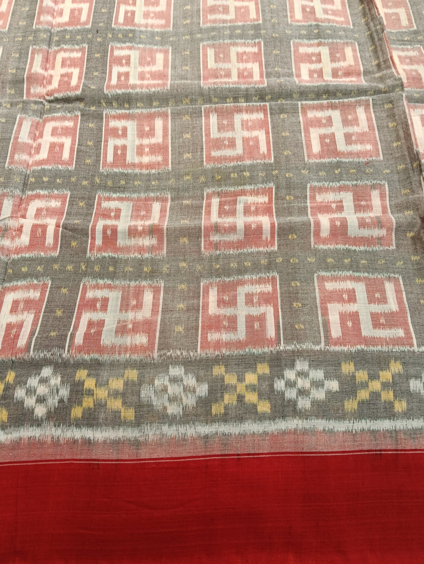 Stone red cotton sambalpuri saree (2617) - Tilottama