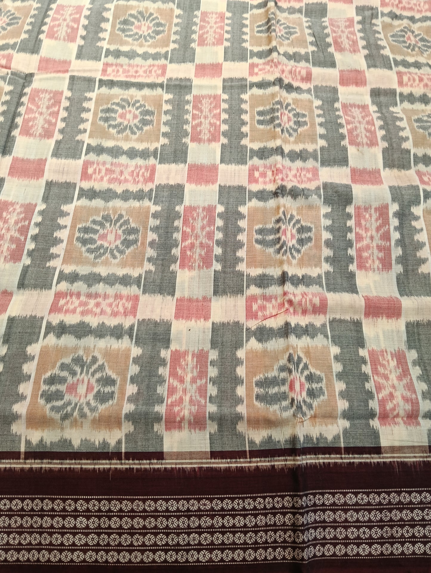 Stone coffe cotton sambalpuri saree (3592) - Tilottama