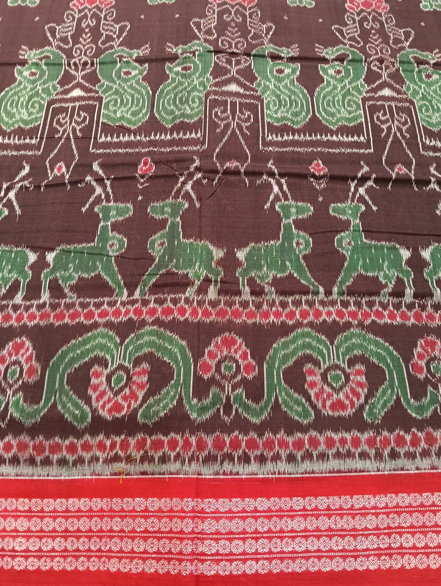 Coffe red cotton sambalpuri saree (2608) - Tilottama