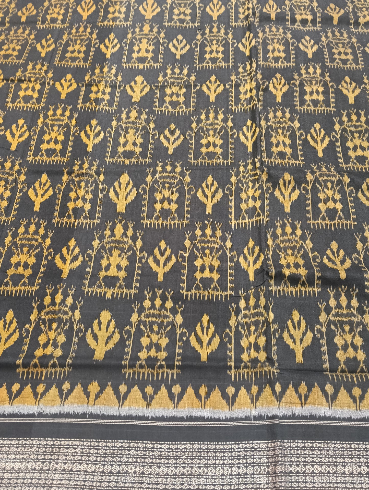 Golden black cotton sambalpuri saree (1537) - Tilottama