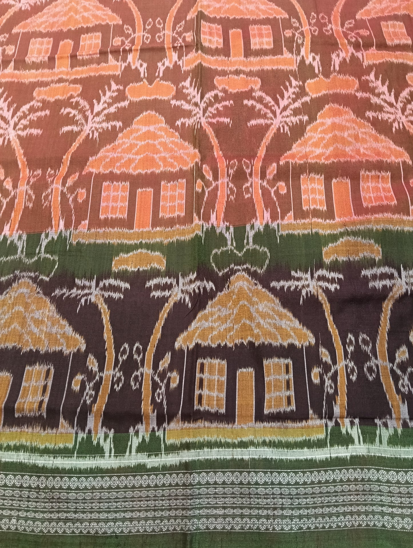 Mango green cotton sambalpuri saree,(2792) - Tilottama