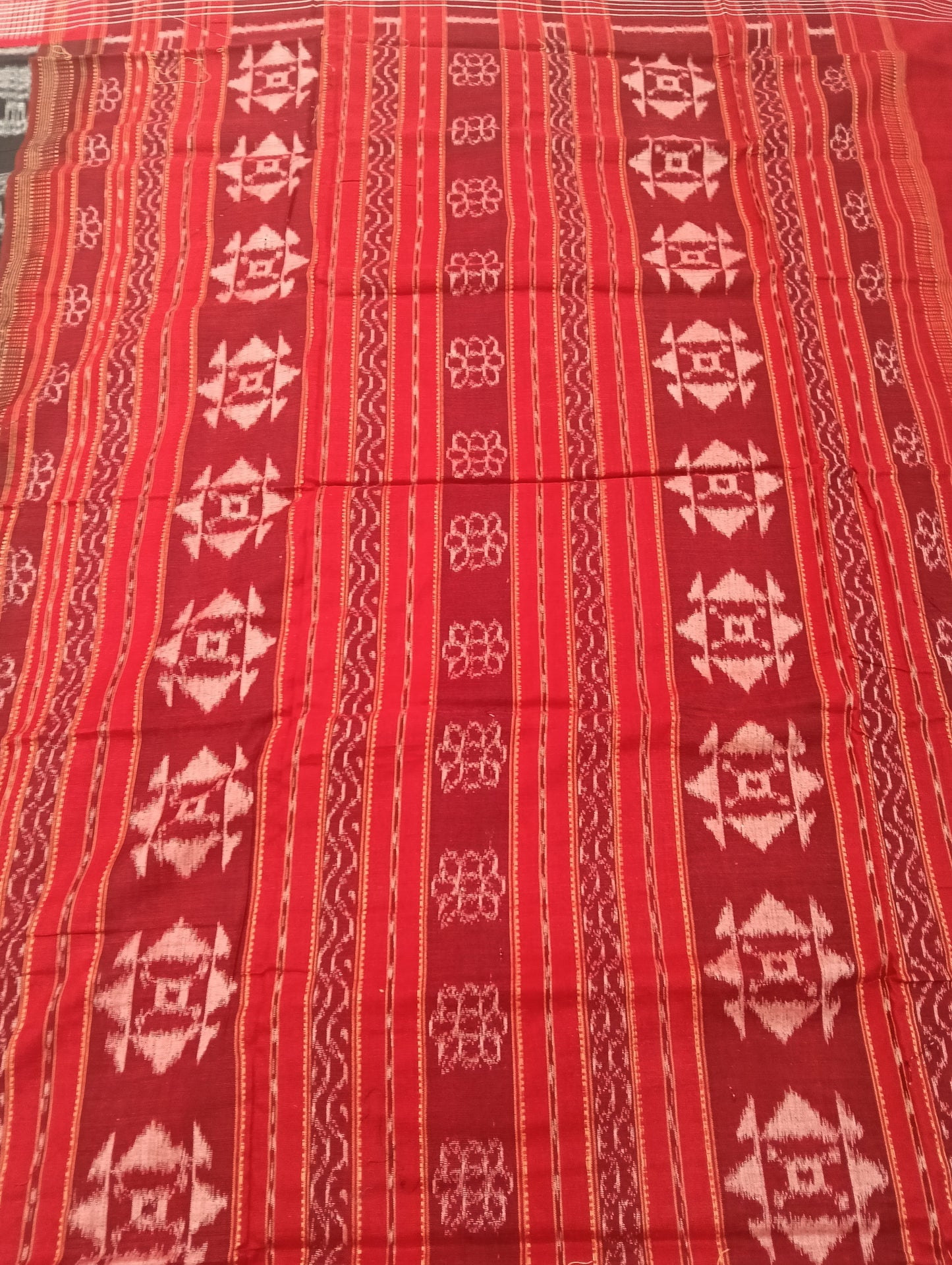 Black red cotton sambalpuri saree (2097) - Tilottama