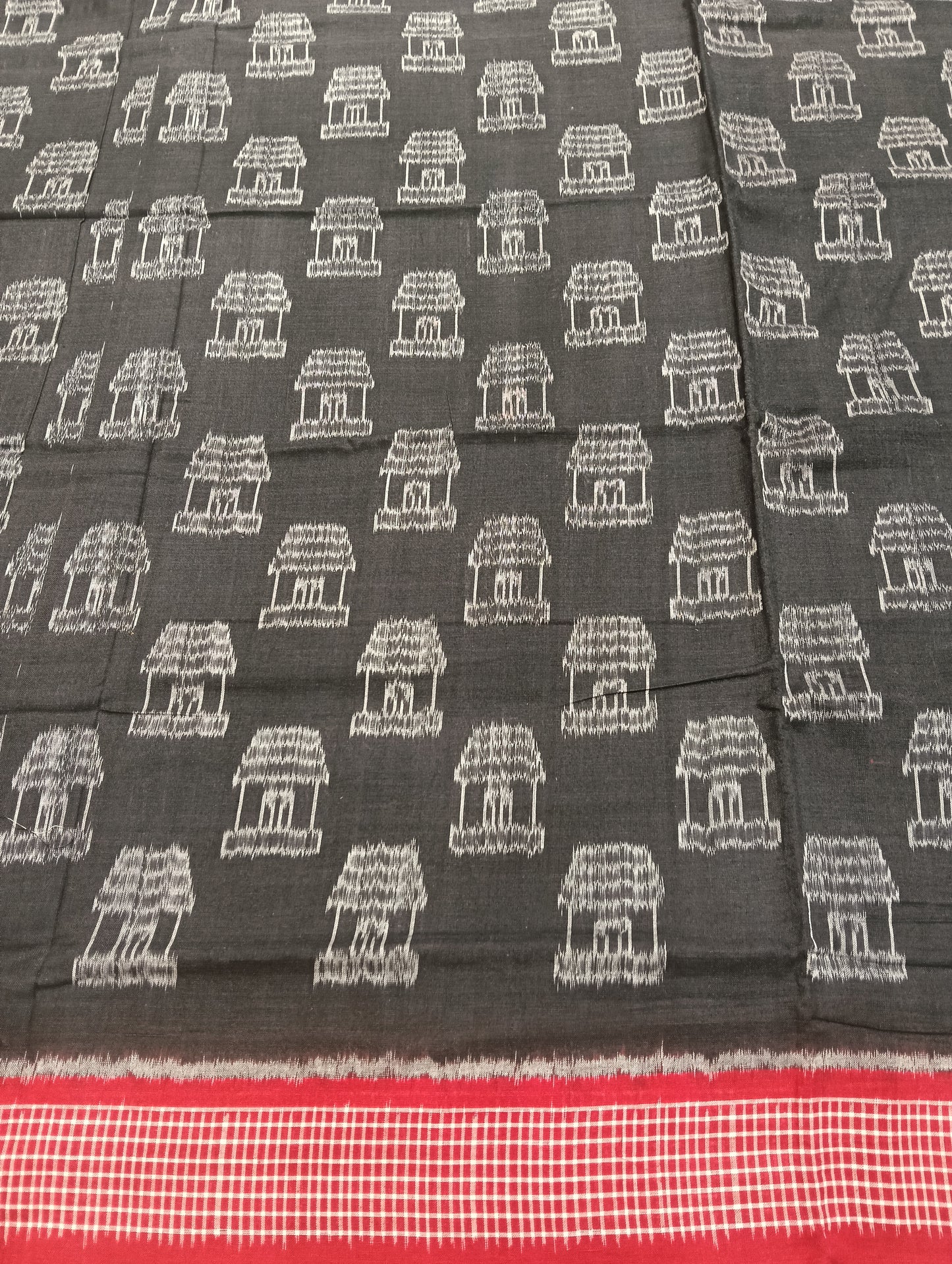 Black red cotton sambalpuri saree (2097) - Tilottama