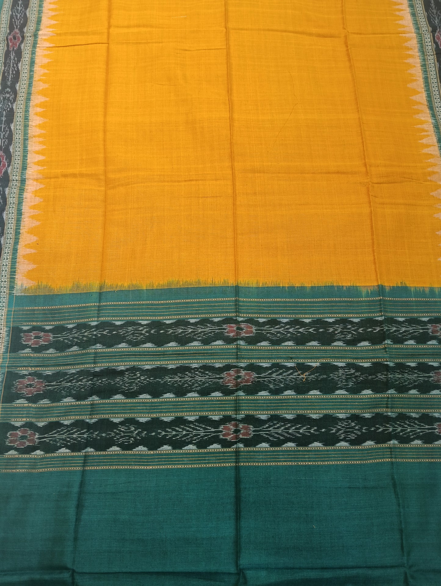 Yellow green sambalpuri dress material set - Tilottama