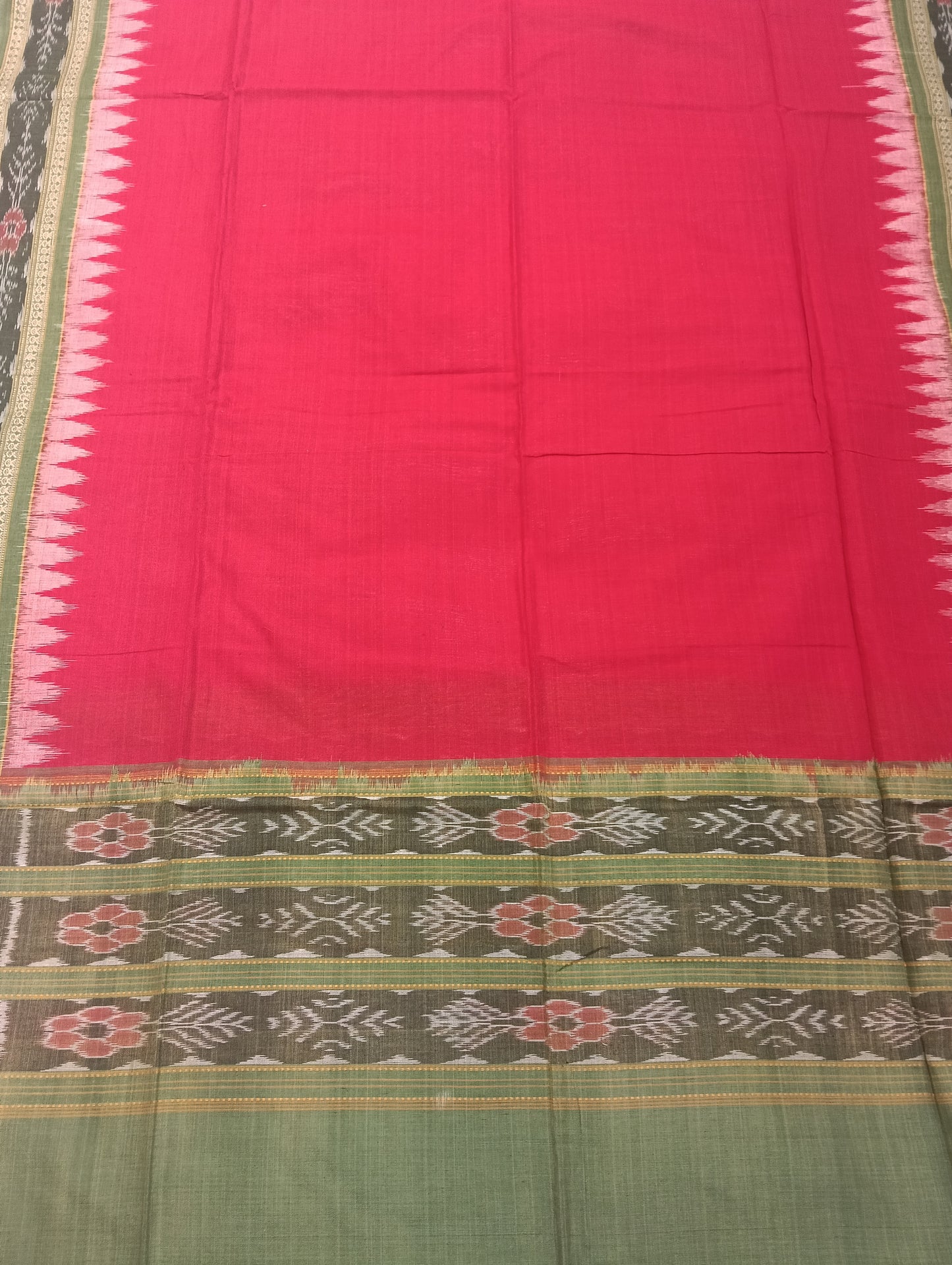 Red green sambalpuri dress material set - Tilottama
