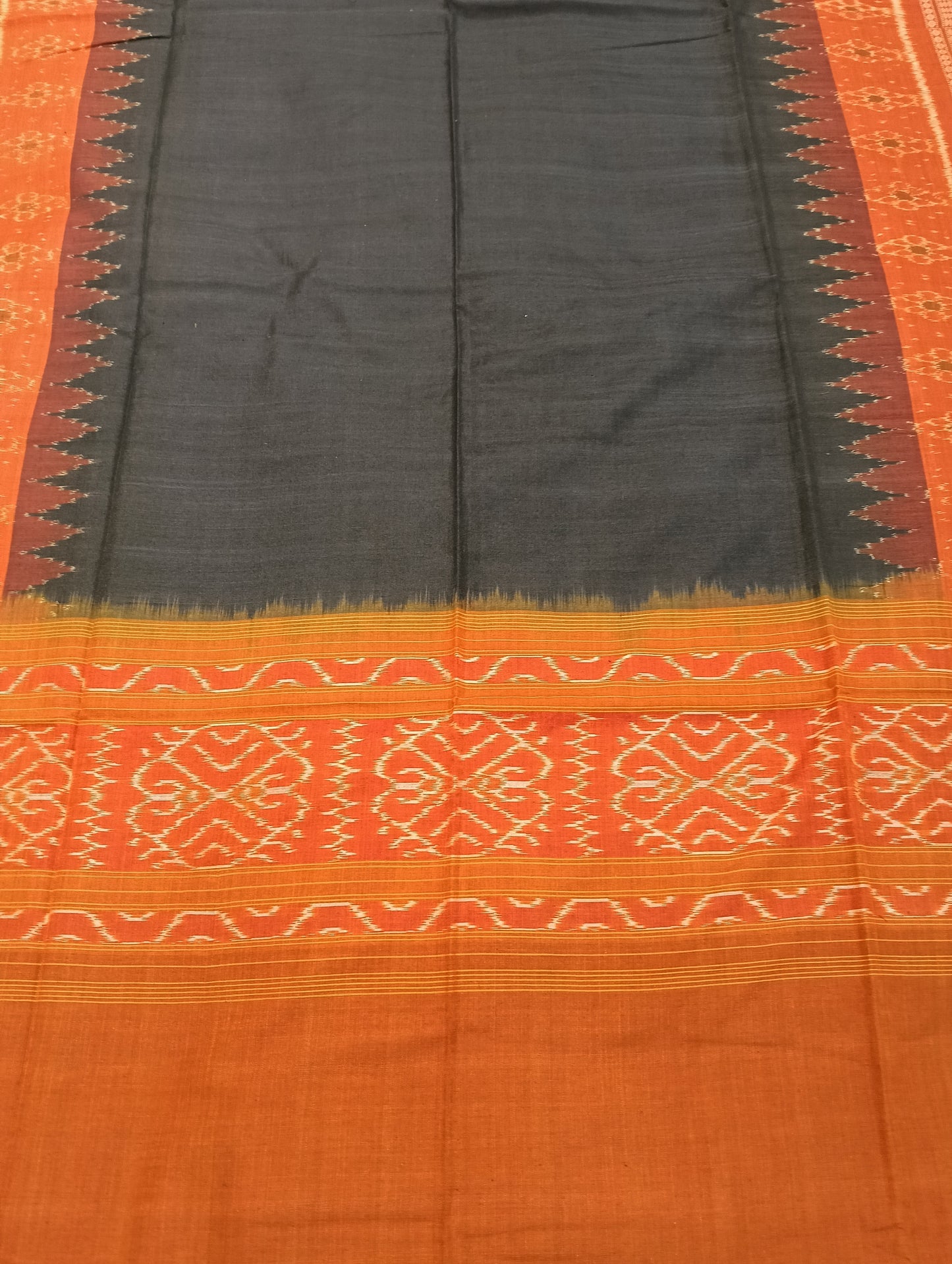 Orange black sambalpuri dress material set - Tilottama