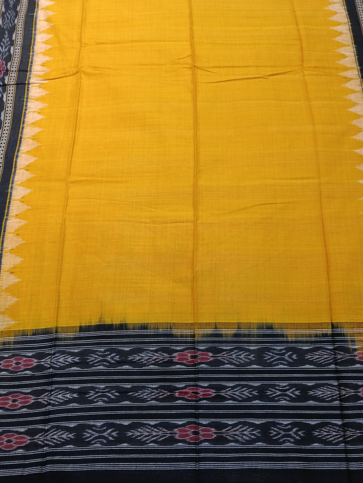 Black orange sambalpuri dress material set - Tilottama