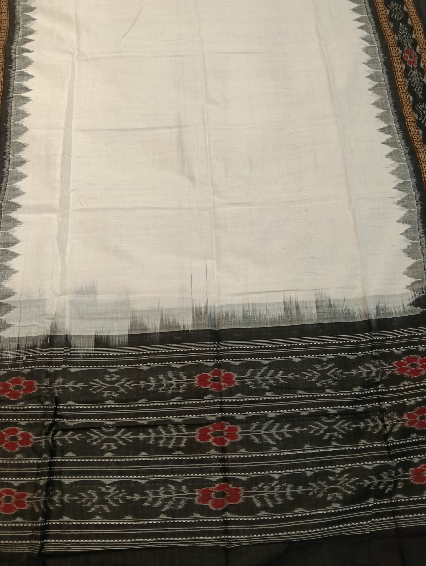 Black white sambalpuri dress material set - Tilottama