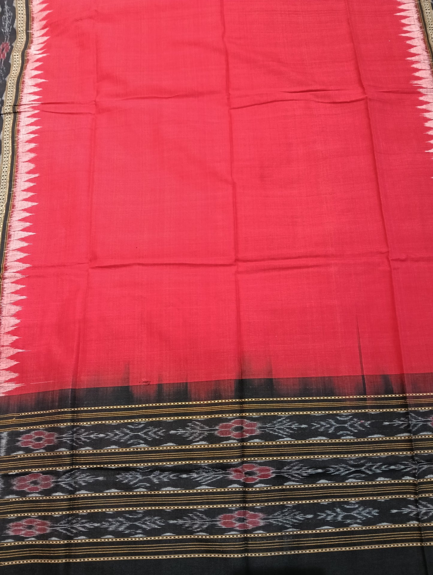 Black Red sambalpuri dress material set - Tilottama