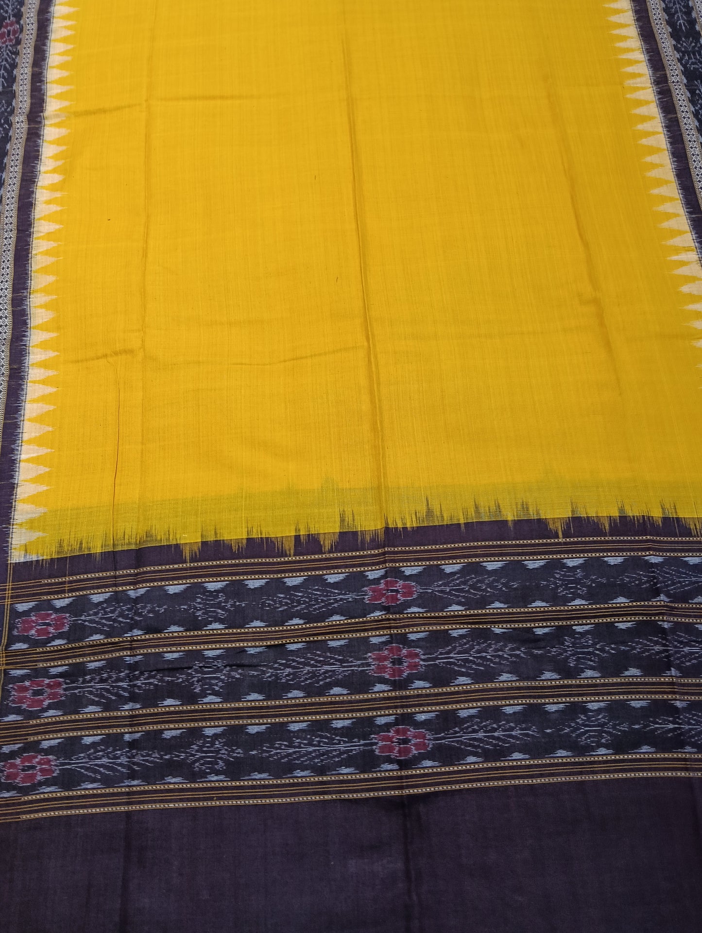Coffee yellow sambalpuri dress material set - Tilottama