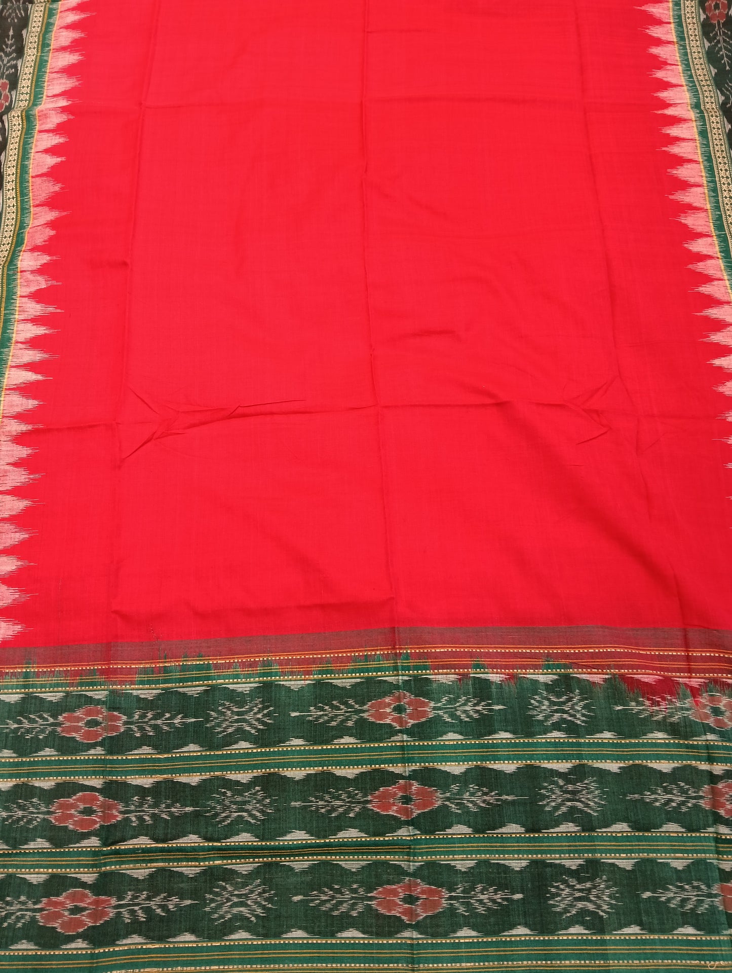 Les bossons Red sambalpuri dress material set - Tilottama