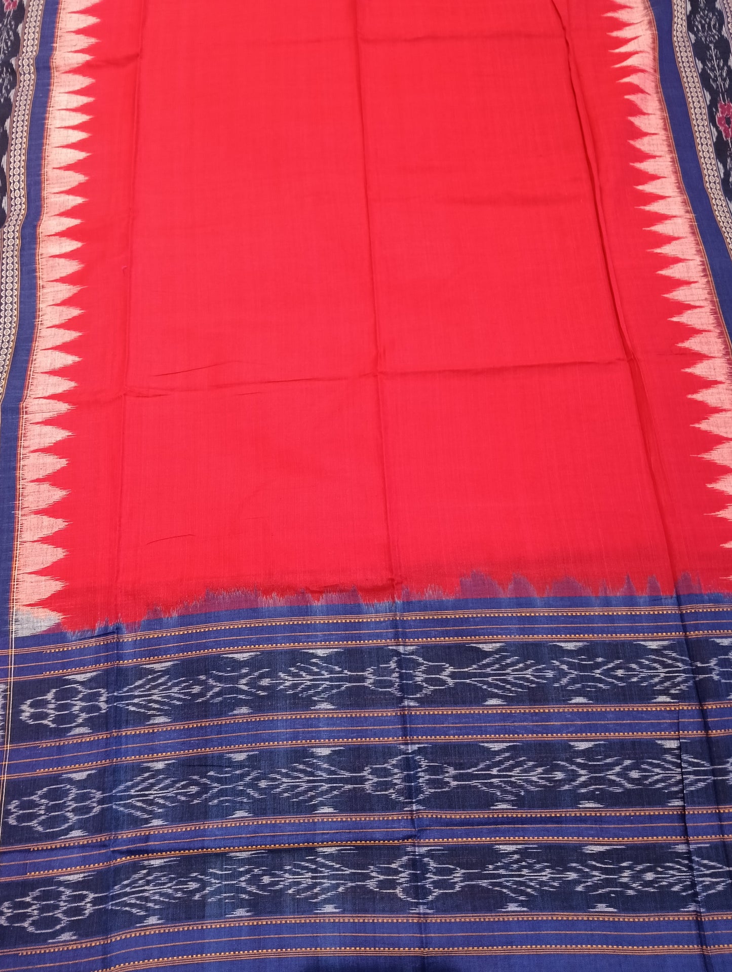 Blue red sambalpuri dress material set - Tilottama