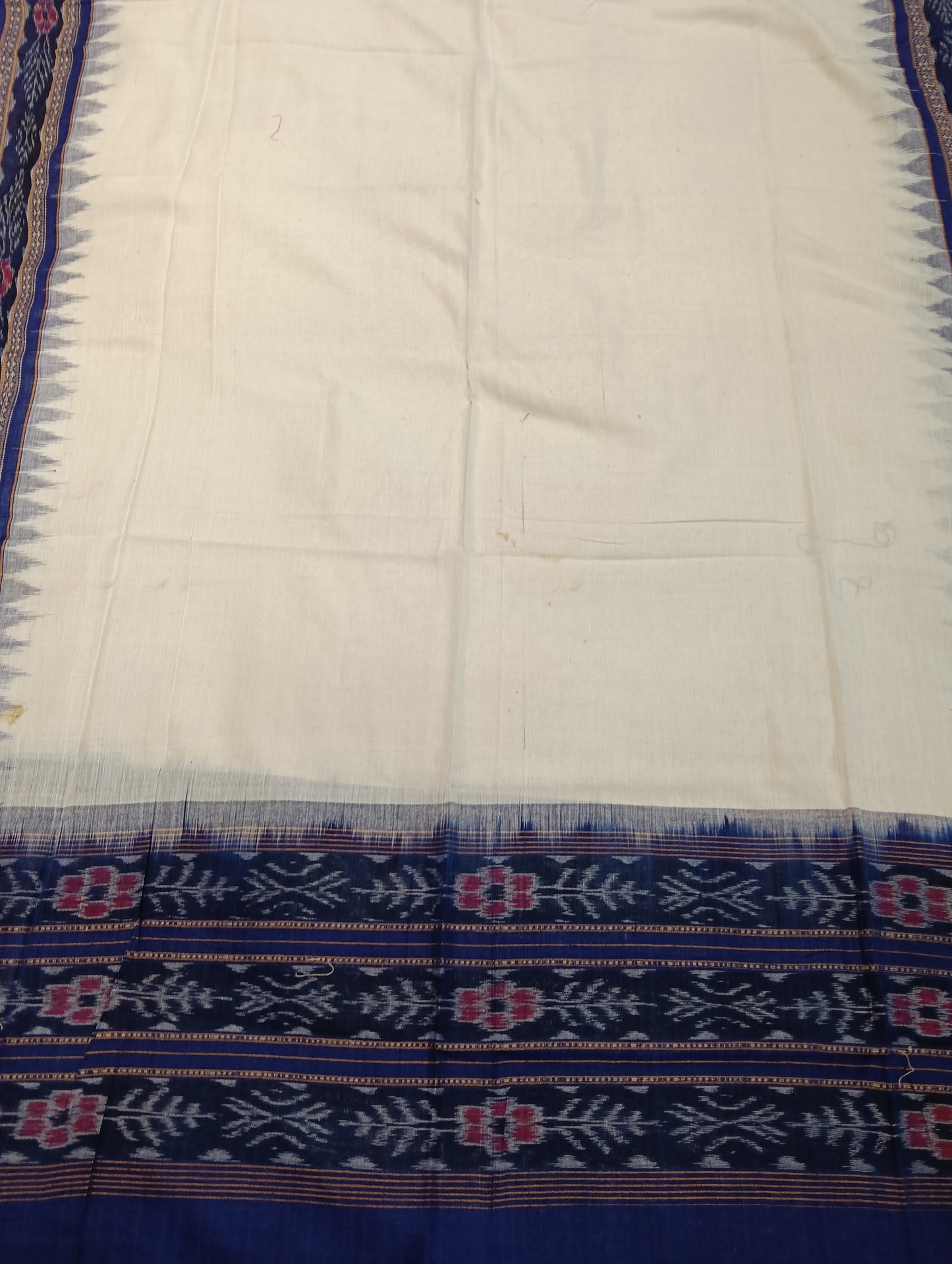 Blue white sambalpuri dress material set - Tilottama