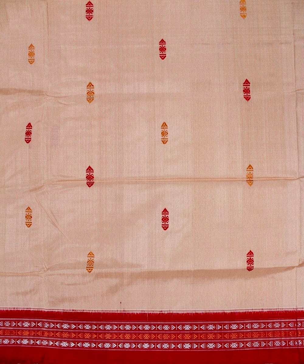 Cream and Red Habaspuri Silk Patta Saree - Tilottama