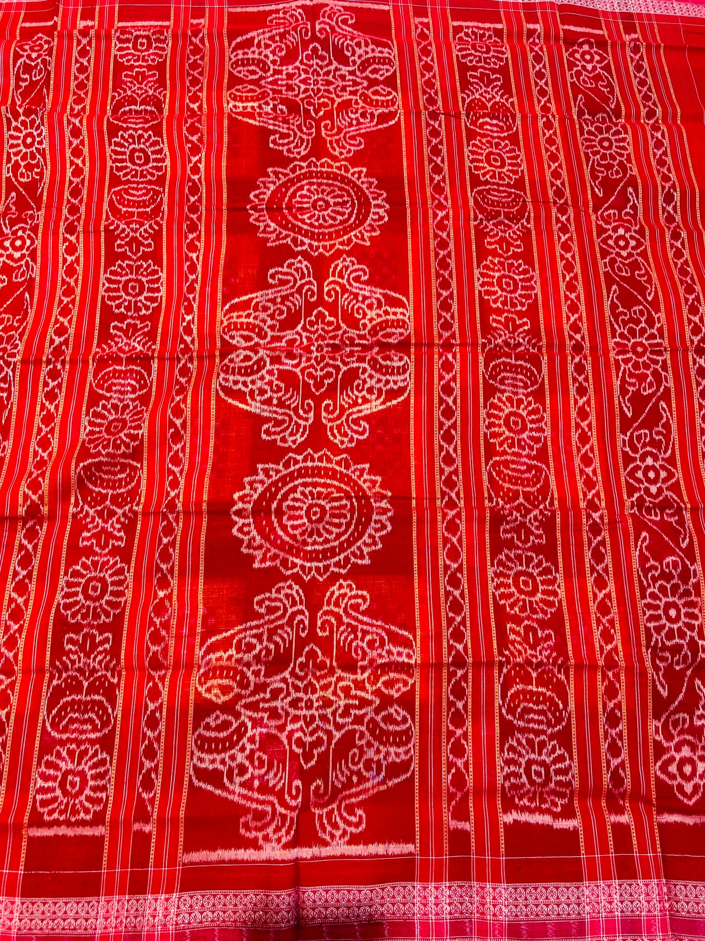 Black Yellow Red Sapta Sambalpuri Ikat Saree - Tilottama