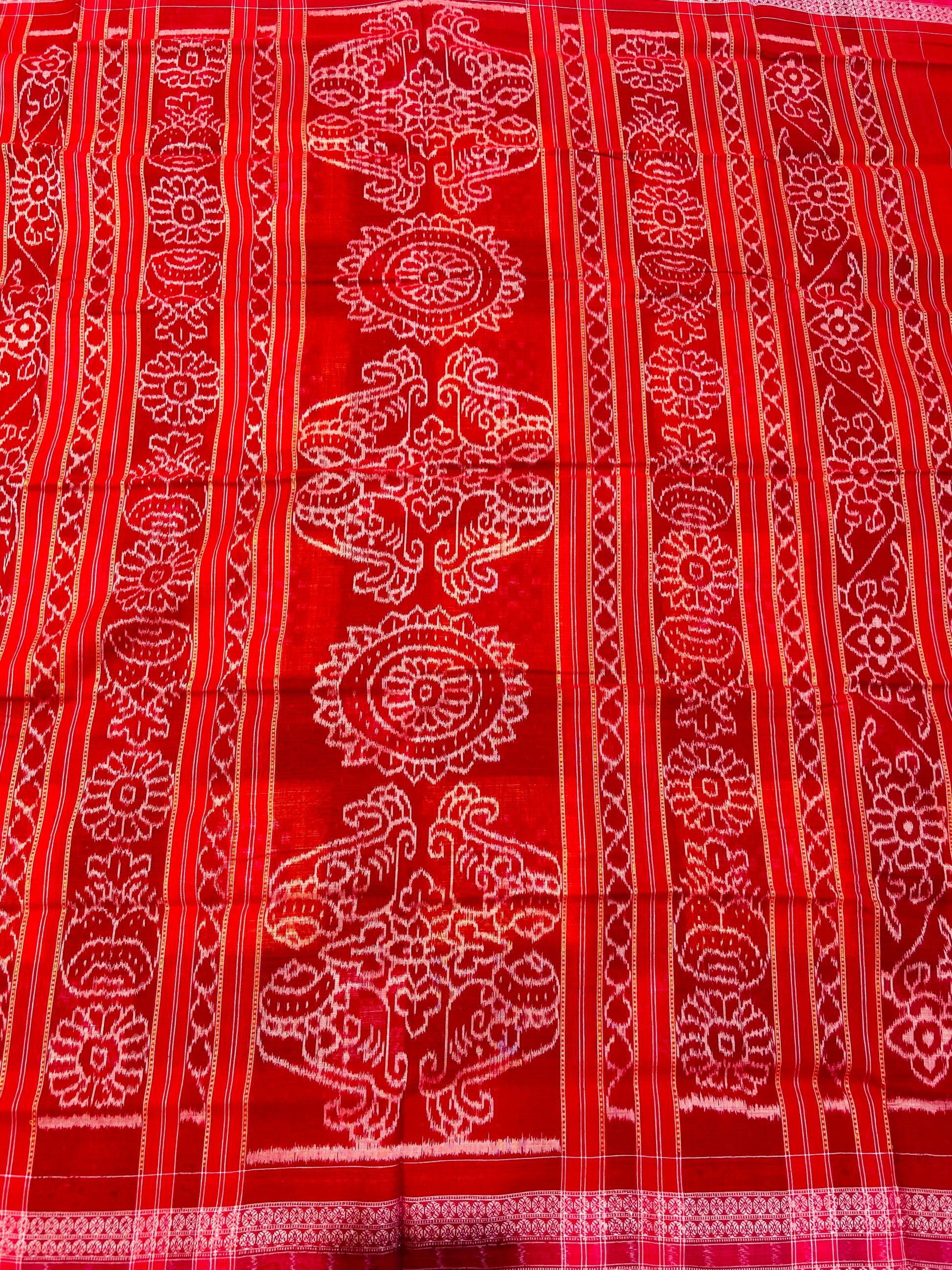 Black Yellow Red Sapta Sambalpuri Ikat Saree - Tilottama