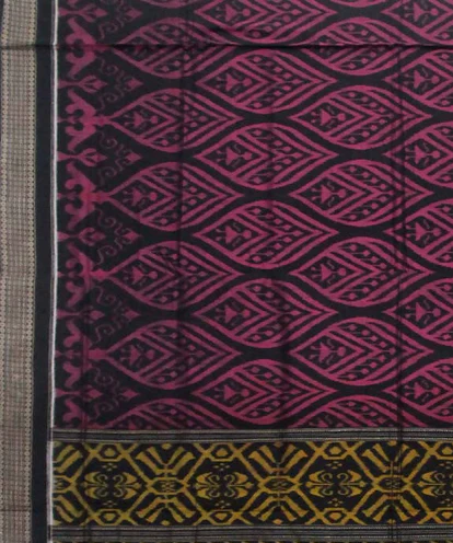 Black Purple Sambalpuri Ikat Cotton Saree - Tilottama