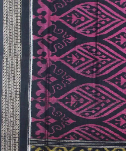 Black Purple Sambalpuri Ikat Cotton Saree - Tilottama