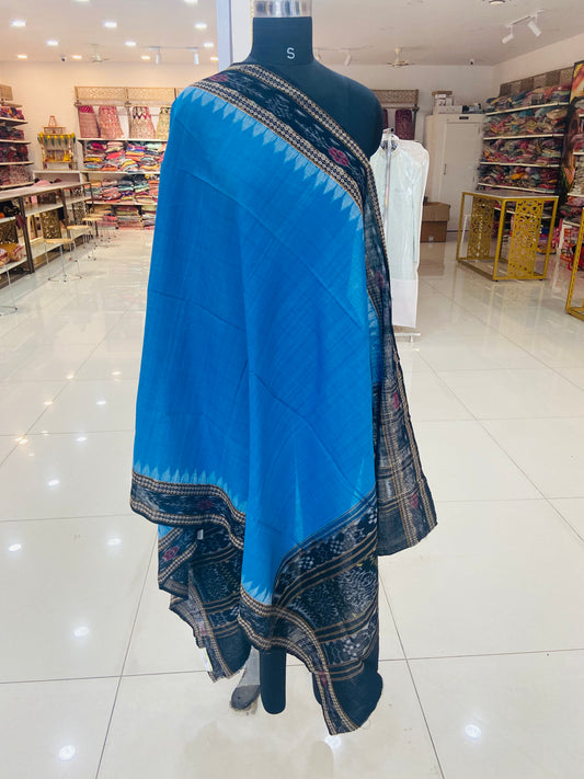 Blue and Black Sambalpuri Dupatta - Tilottama